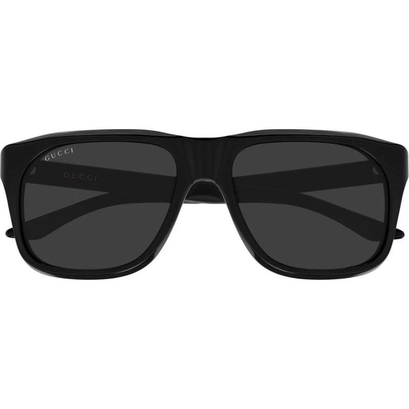 Gucci GG2077S Occhiali da Sole Uomo Neri Squadrati con Lenti Grigie