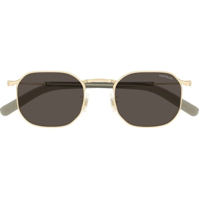Montblanc MB0459S Occhiali da Sole Uomo Oro e Marrone Geometrici