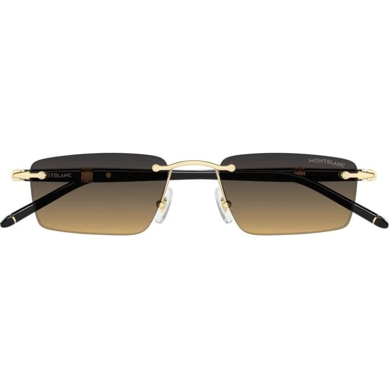 Montblanc MB0484S Occhiali da Sole Uomo Squadrati Oro e Marrone