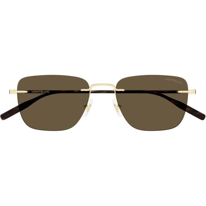Montblanc MB0470S Occhiali da Sole Uomo Oro Squadrati Marroni