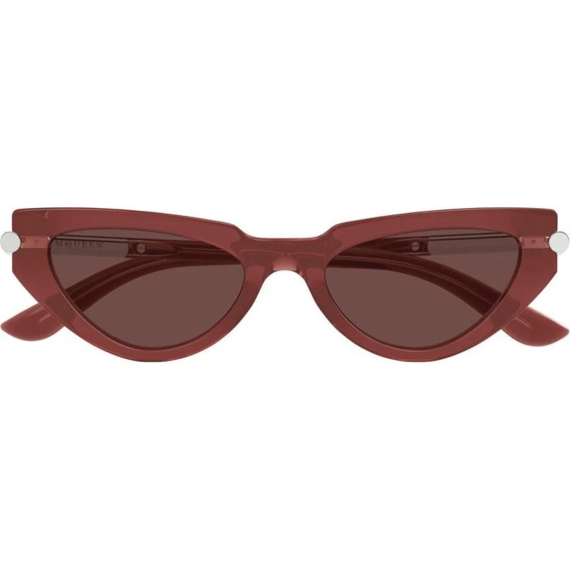 Alexander McQueen Occhiali da Sole Cat-Eye AM0520S Rosso e Marrone
