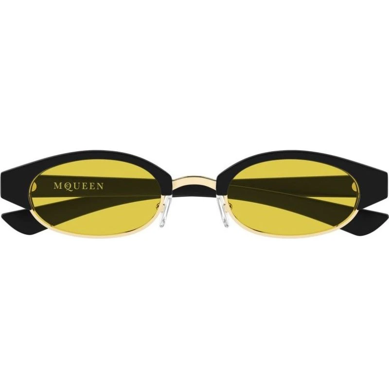 Alexander McQueen AM0534S Occhiali da Sole Rotondi Nero e Giallo