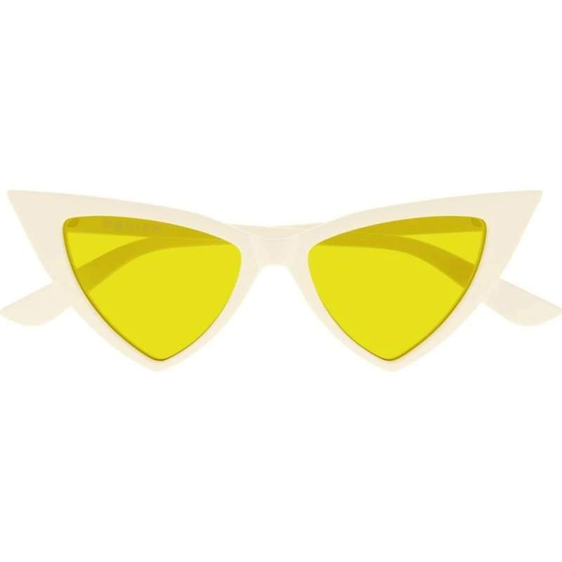 Alexander McQueen Occhiali da Sole Cat Eye AM0518S Bianco/Giallo