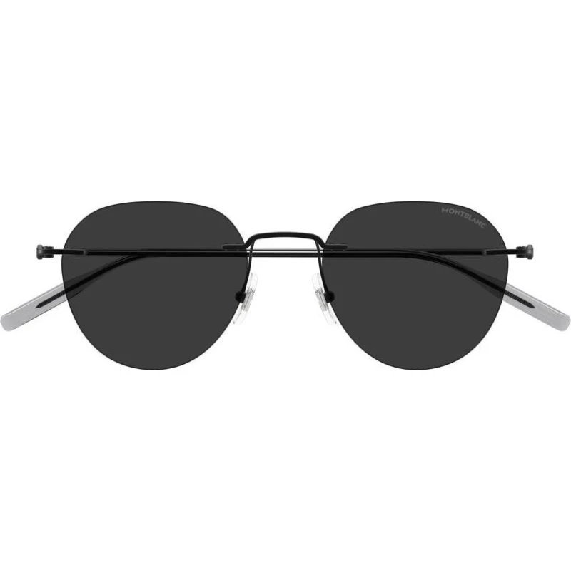 Montblanc MB0428S Occhiali da Sole Uomo Neri Rotondi con Lenti Grigie
