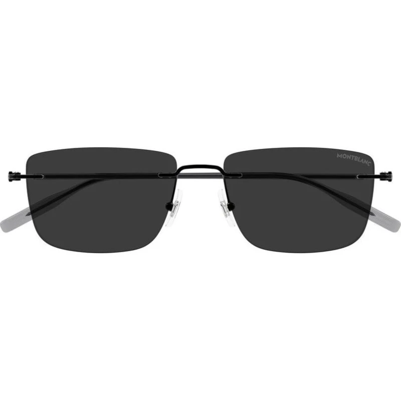 Montblanc MB0429S Occhiali da Sole Uomo Quadrati Neri con Lenti Grigie