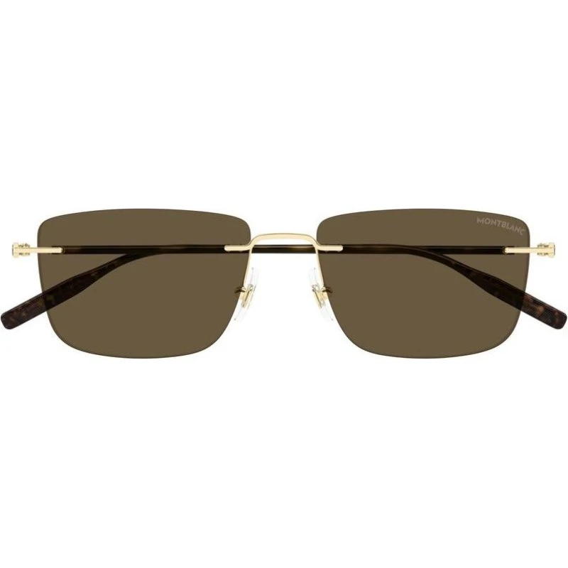 Montblanc MB0429S Occhiali da Sole Uomo Oro e Marrone Squadrati