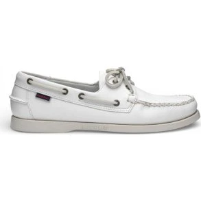 Sebago Docksides Portland Scarpe da Barca in Pelle Bianca