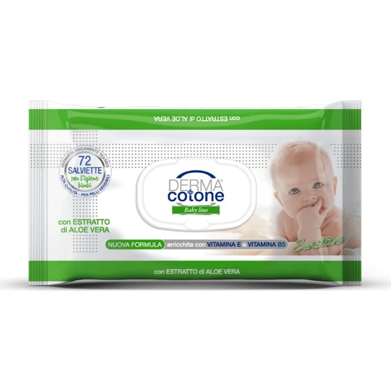 Dermacotone Salviette Umidificate con Aloe Vera, 72 pezzi