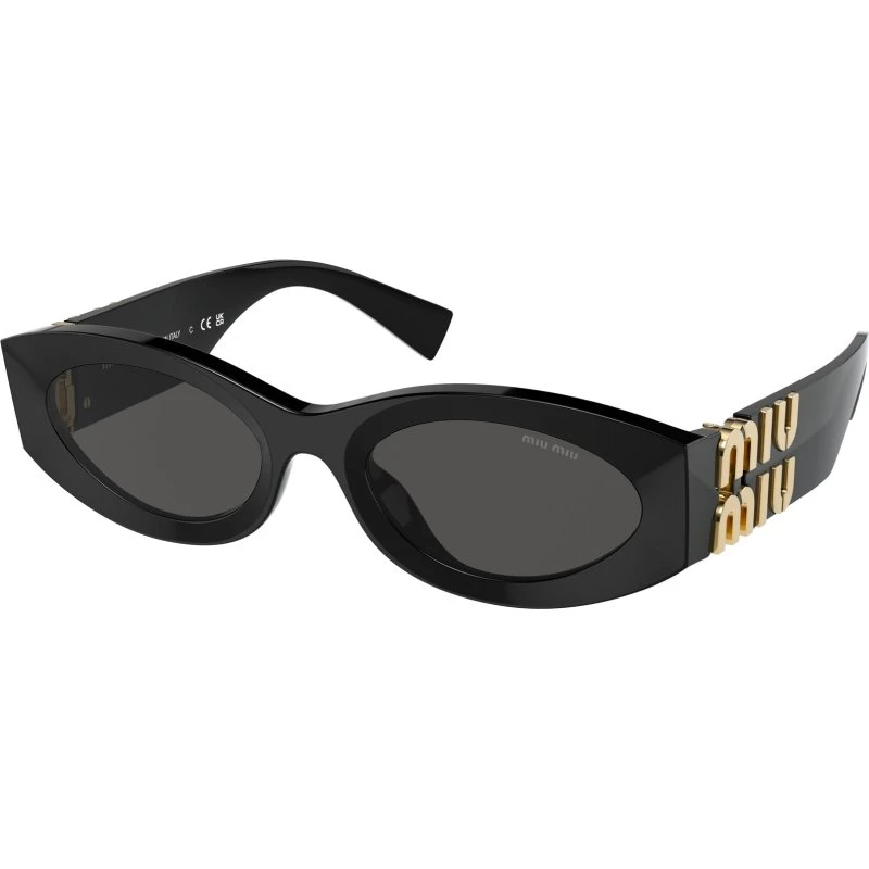 Miu Miu MU 11WS 1AB5S0 Occhiali da Sole Ovali in Acetato Nero