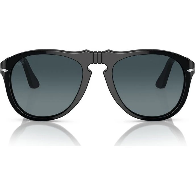 Persol PO 0649 Occhiali da Sole Uomo Oversize Nero con Lenti Blu
