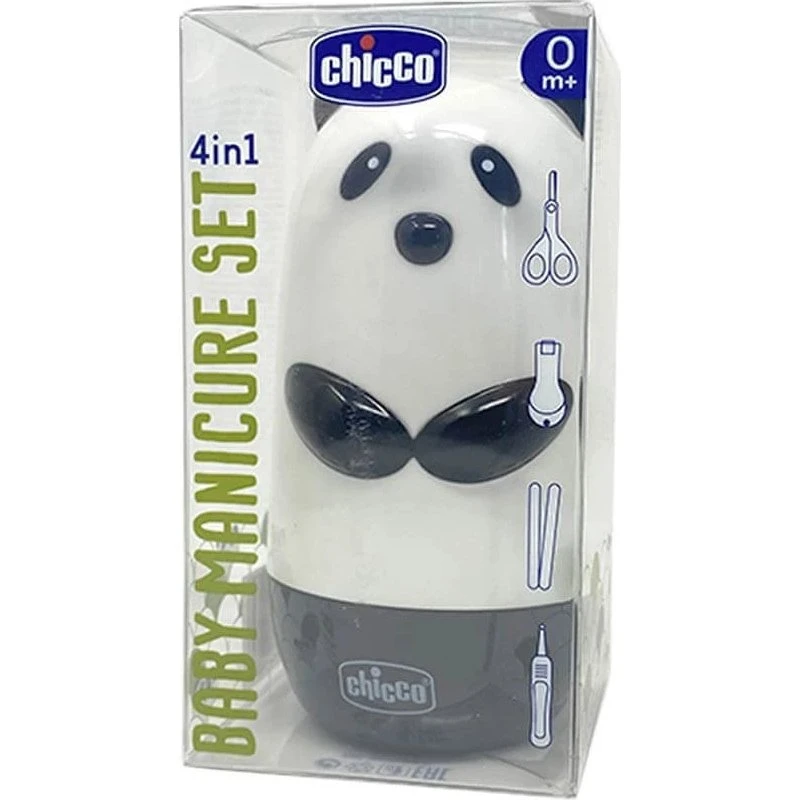 Chicco Set Manicure Panda con Forbice, Tagliaunghie, Lime e Pinzetta