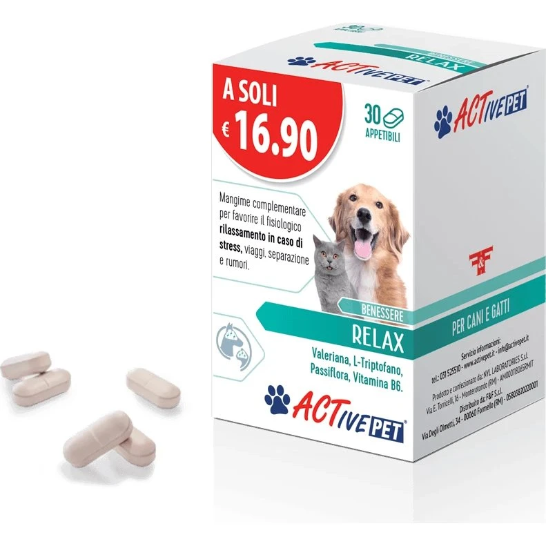 Active Pet Relax 30 Compresse Appetibili per Cani e Gatti