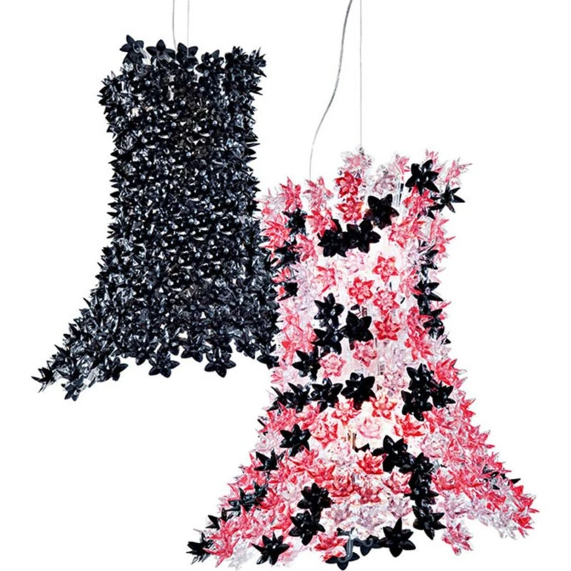 Kartell Bloom Lampada a Sospensione G9 Lunga, Rosa/Nero