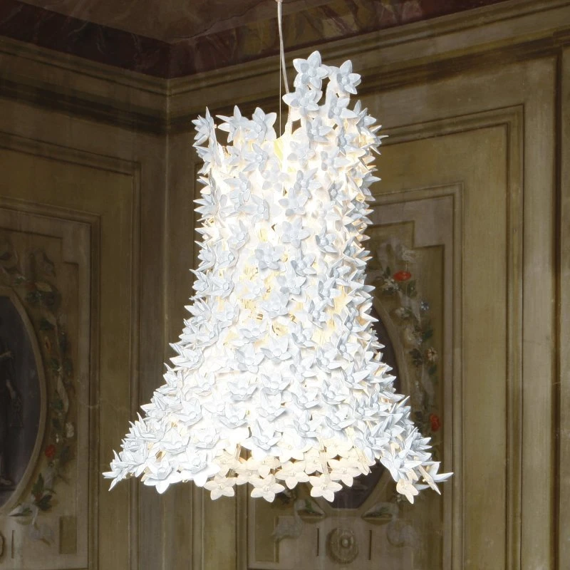 Kartell Bloom Lampada a Sospensione LED G9 Bianca Allungata