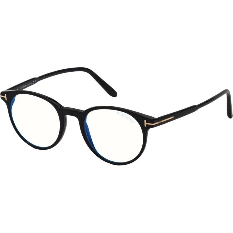 Tom Ford FT 5695-B Blue Block Occhiali da Vista Uomo Neri Rotondi