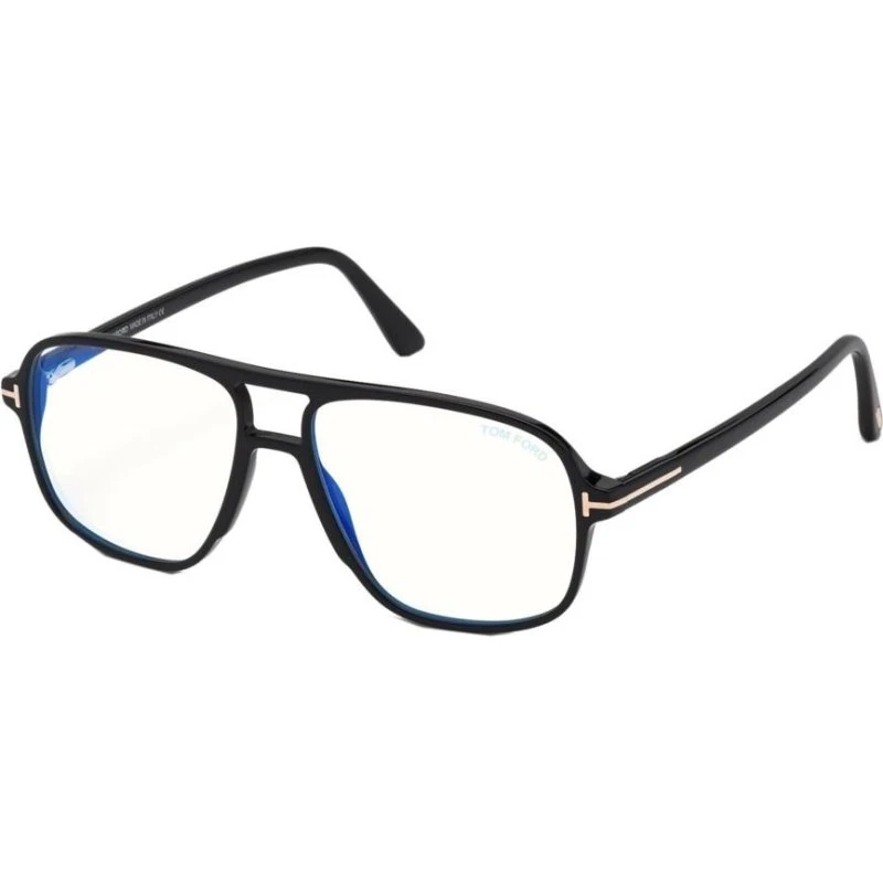 Tom Ford FT 5737-B Blue Block Occhiali da Vista Uomo Nero Pilot