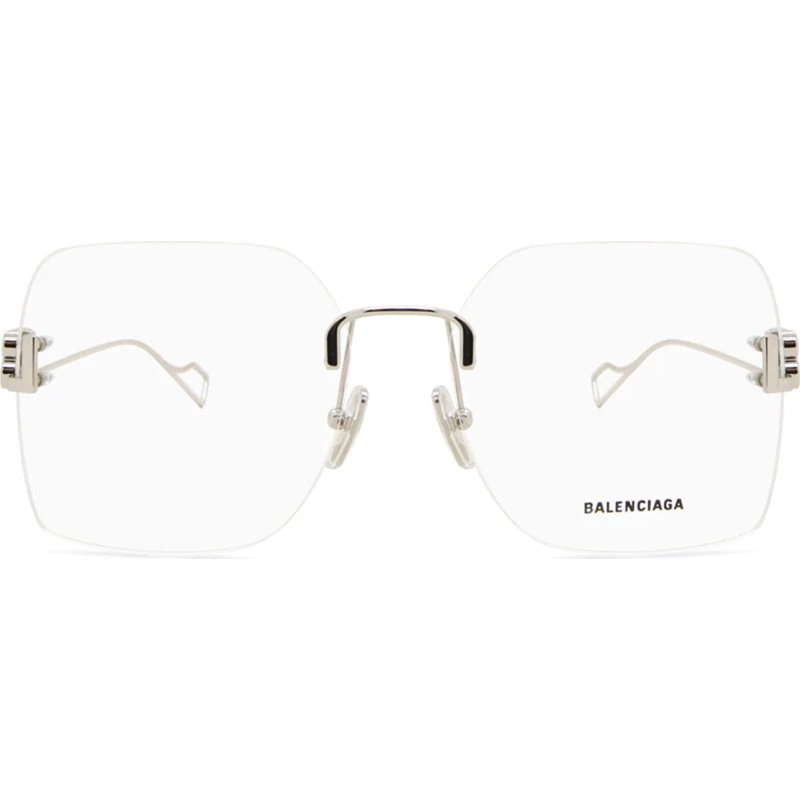 Balenciaga BB0113O Occhiali da Vista Geometrici Argento
