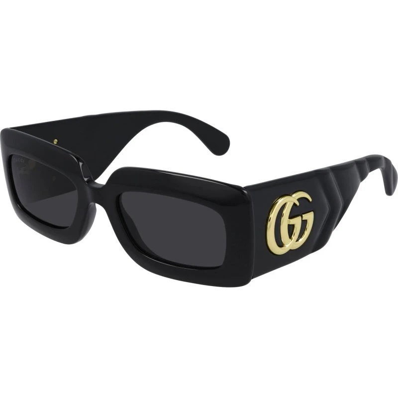 Gucci GG0811S 001 Occhiali da Sole Donna Rettangolari Nero Grigio