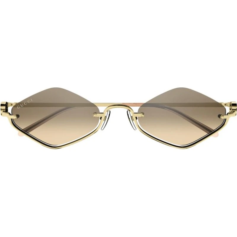 Gucci GG1604S Occhiali da Sole Donna Oro Geometrico Marrone 53mm