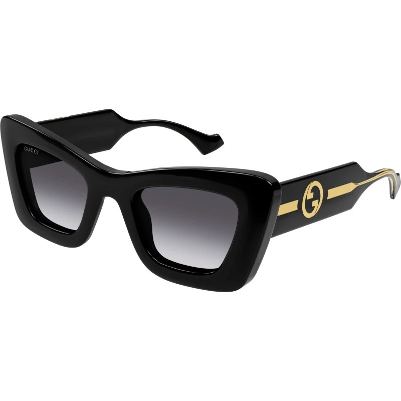 Gucci GG1552S 001 Occhiali da Sole Cat Eye Nero e Grigio
