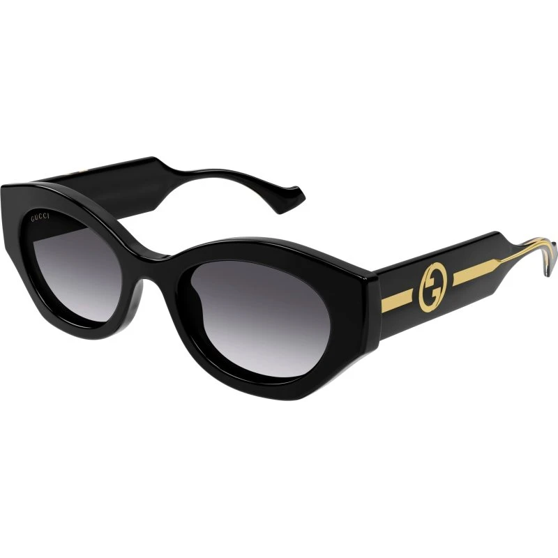 Gucci GG1553S Occhiali da Sole Donna Rotondi Nero e Grigio