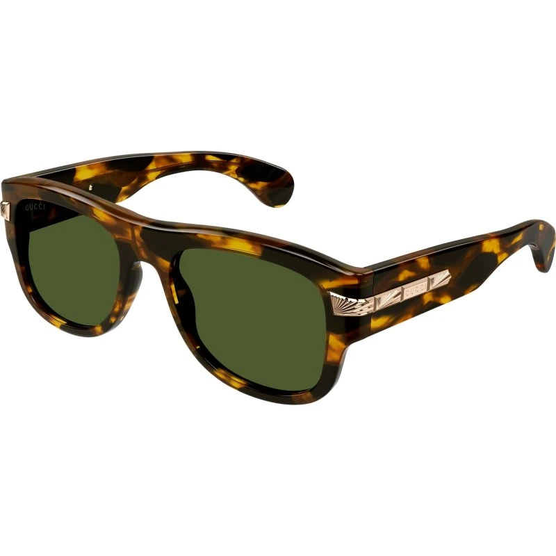 Gucci GG1517S Occhiali da Sole Uomo Avana Squadrati Verde 54mm