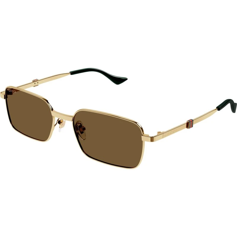 Gucci GG1495S 002 Occhiali da Sole Uomo Oro e Marrone Squadrati