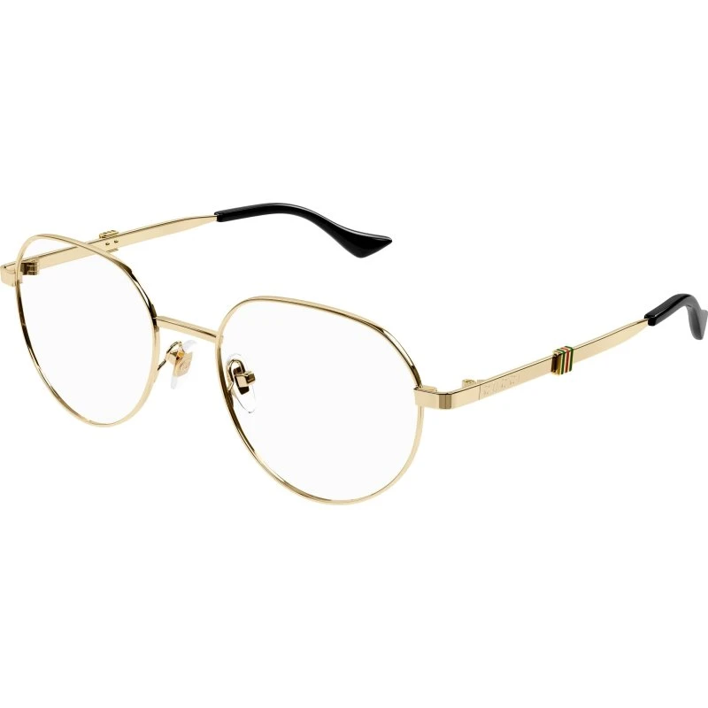Gucci Uomo GG1496O 001 Occhiali da Vista Rotondi in Metallo Oro