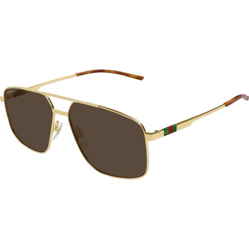 Gucci GG1676S Occhiali da Sole Uomo Pilot Oro e Marrone