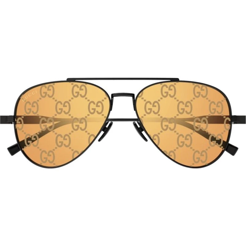 Gucci GG1874S Occhiali da Sole Uomo Pilot Nero e Arancione 57mm