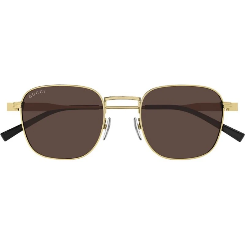 Gucci GG1876S Occhiali da Sole Uomo Oro e Marrone Rotondi