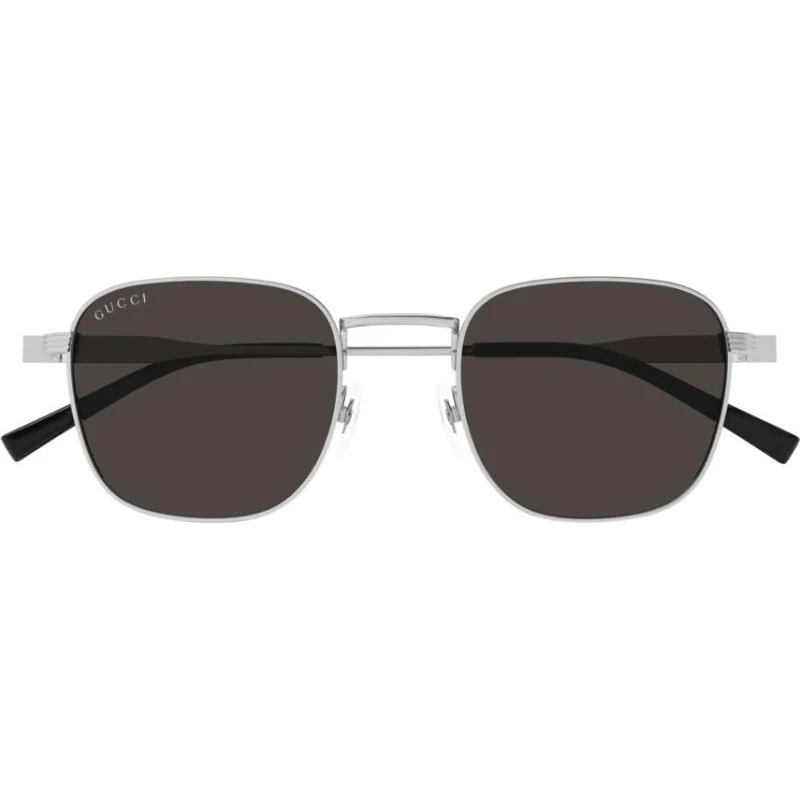 Gucci GG1876S Occhiali da Sole Uomo Argento Rotondi con Lenti Grigie