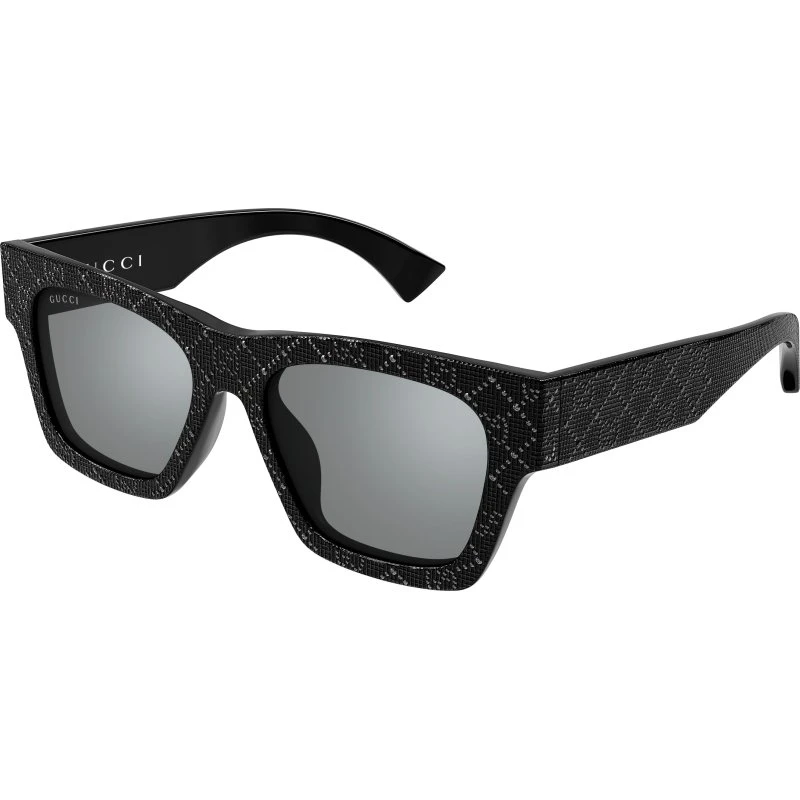 Gucci GG1835S Occhiali da Sole Donna Squadrati Neri Argento 52mm