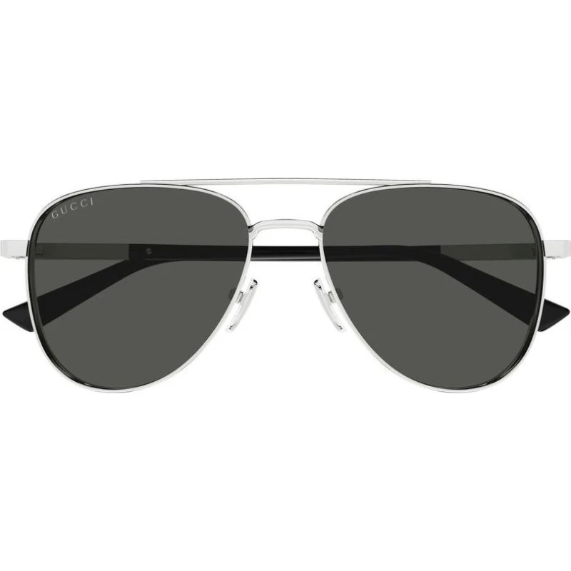Gucci GG1962S Occhiali da Sole Uomo Pilot Argento con Lenti Grigie