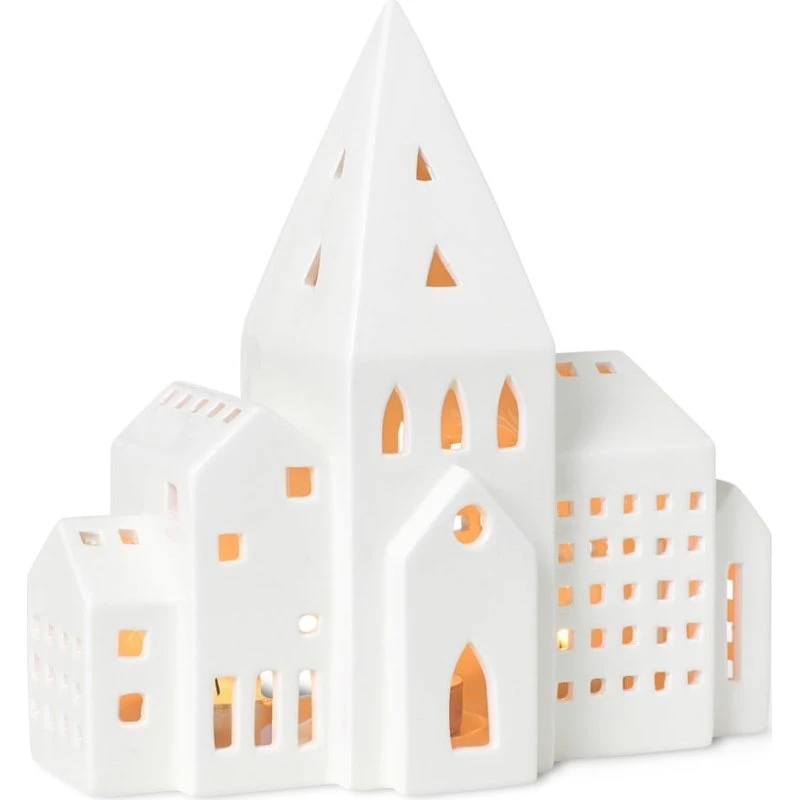 Kähler Urbania Lighthouse City Portacandele Bianco 21 cm