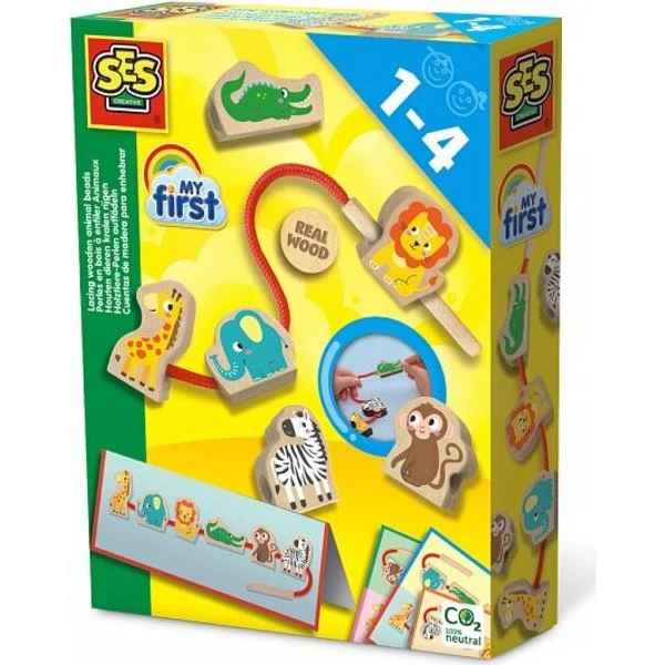 SES Il mio primo filo di perline animali in legno