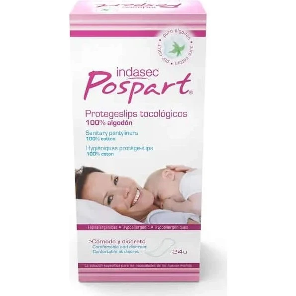 Indasec Indasec Postpart Pantyliner 100% Cotone, 24 unità