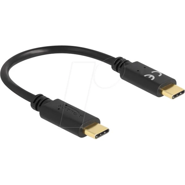 Delock Cavo USB-C 15 cm PD 5A con E‑Marker - Nero