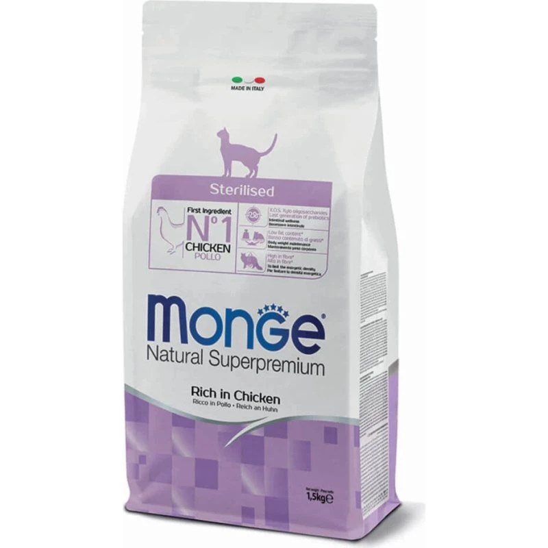 Monge Natural Superpremium Ricco in Pollo Gatti Sterilizzati 1500 g