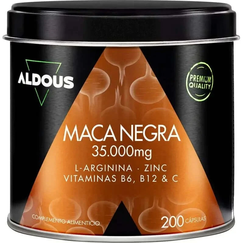 Aldous Bio Maca Nera Peruviana con Arginina, Zinco e Vitamine - 200 Capsule