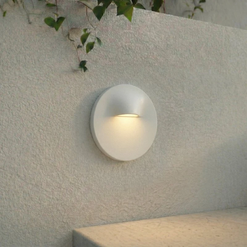 Lindby Applique a LED da incasso Alune, Bianca, Ø 8 cm, IP65