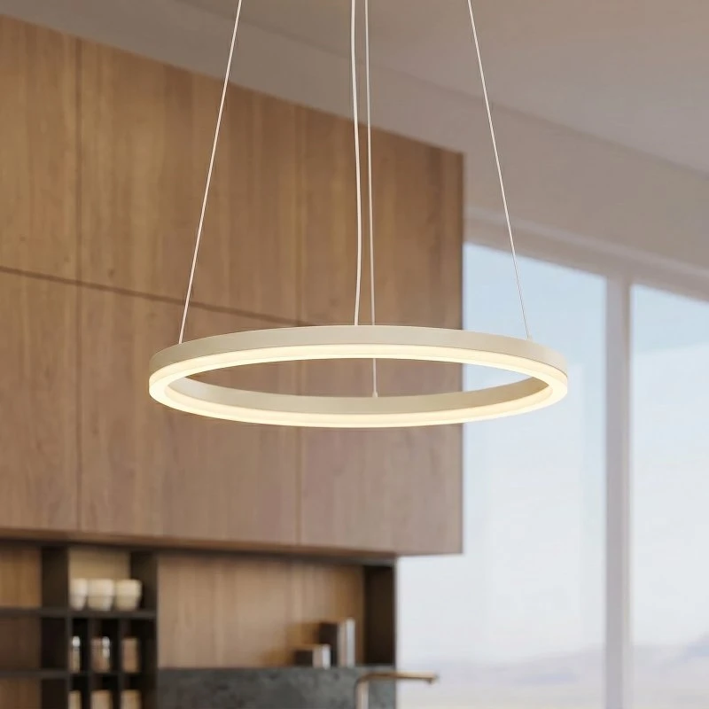 Lampada LED a sospensione Albiona beige, 1 anello, Ø 40 cm