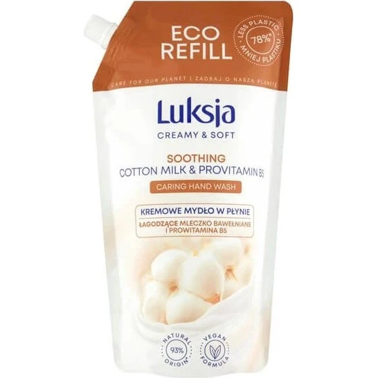 Luxja Sapone Liquido Creamy & Soft Latte di Cotone, 900 ml