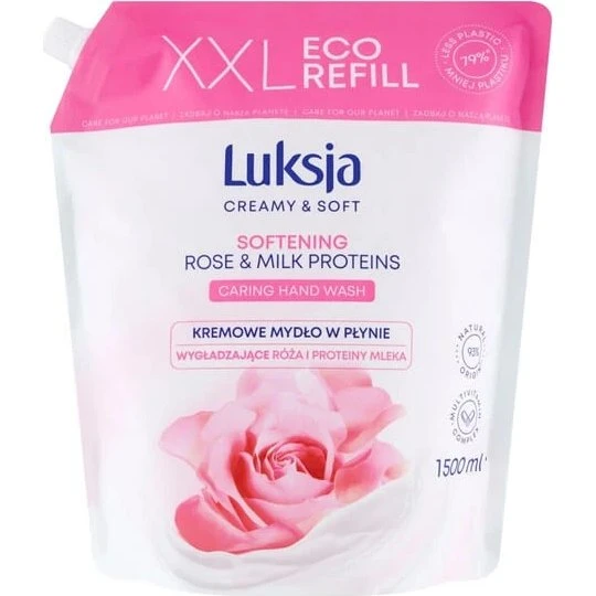 Luxja Sapone Liquido Ricarica Rosa e Proteine del Latte 1,5 l