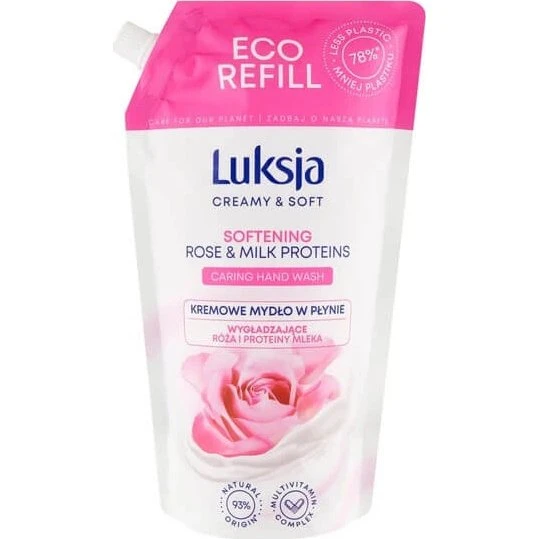 Luxja Sapone Liquido Ricarica Rosa e Proteine del Latte 900 ml