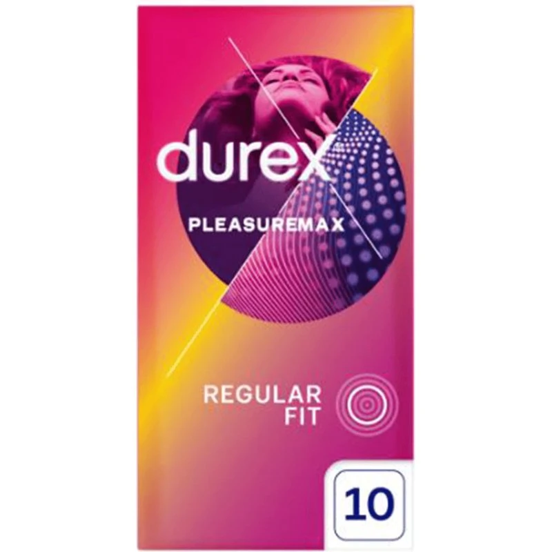 Durex Pleasuremax Preservativi con Nervature e Bordini, 10 Pezzi