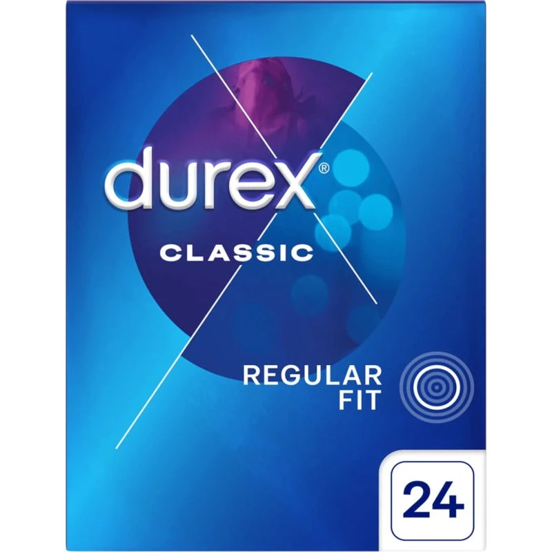 Durex Classic Preservativi con Lubrificante, 24 Pezzi