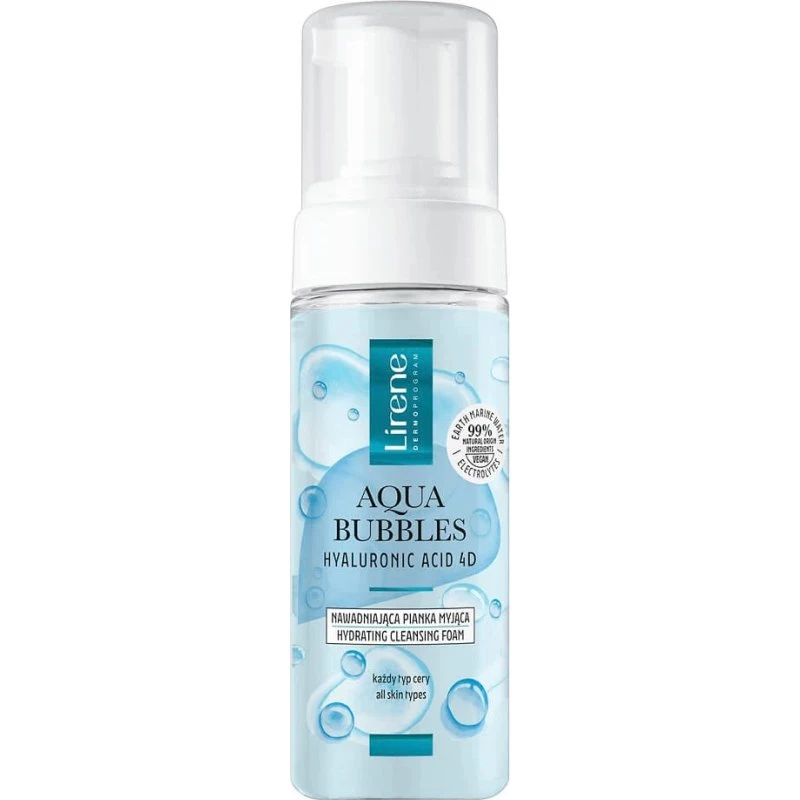 Lirene Aqua Bubbles Detergente Schiumogeno Idratante con Acido Ialuronico 4D, 150 ml