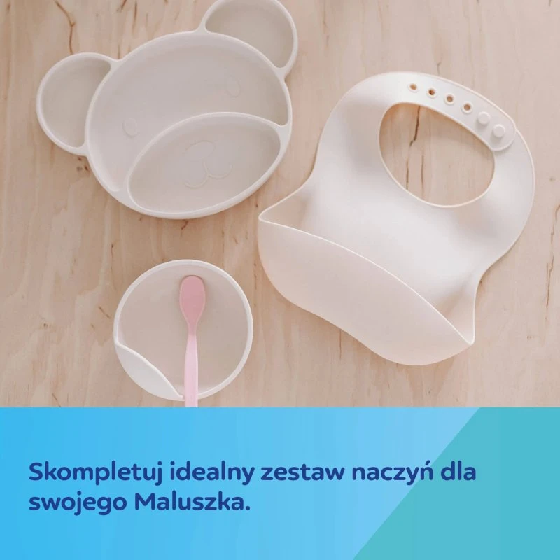 Canpol Babies Bavaglino in silicone beige con tasca, 6m+