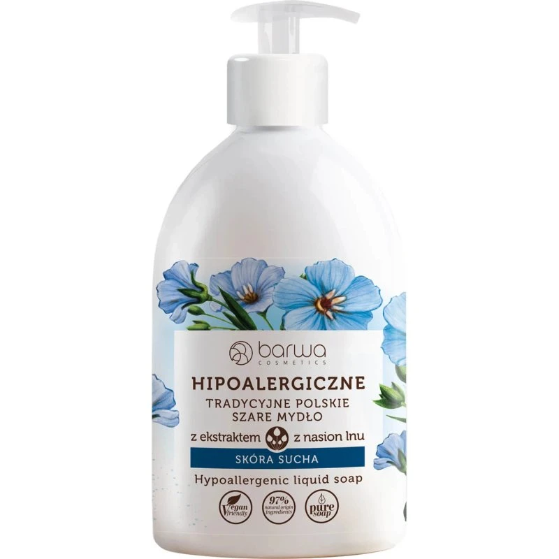 Barwa Sapone Liquido Grigio con Estratto di Lino, 500 ml
